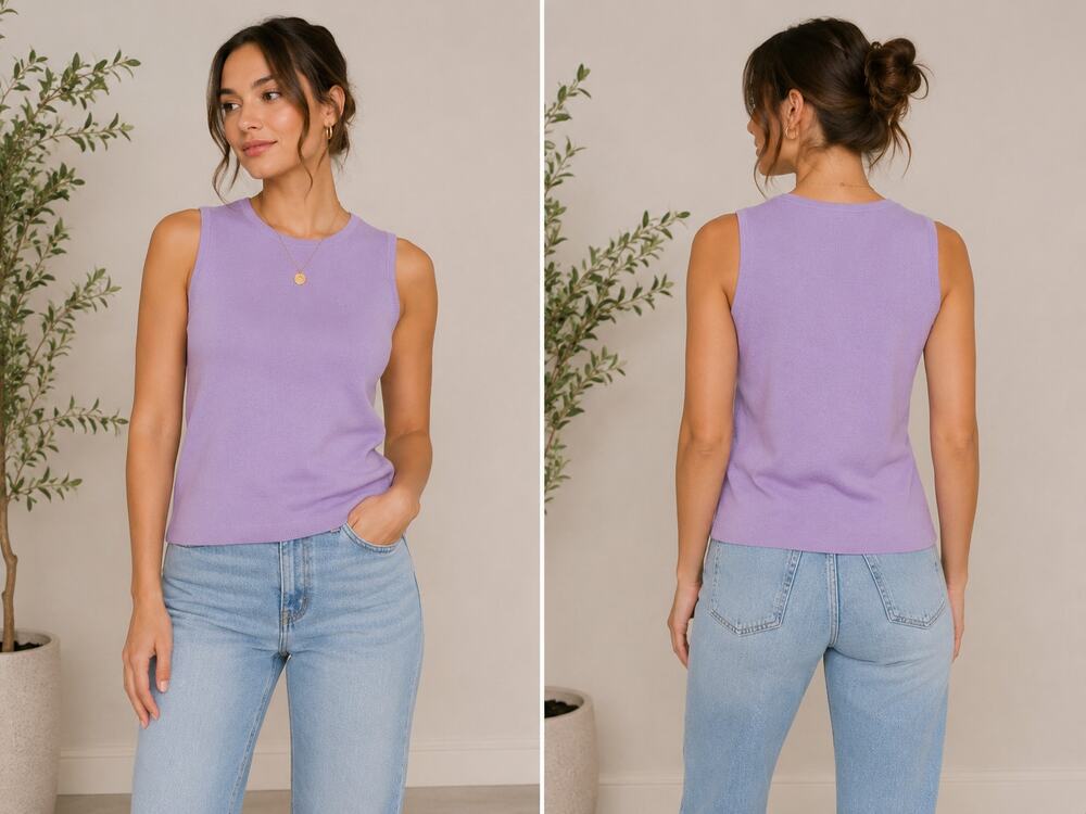 Spring + Mercer Lavender Sleeveless Knit Tank Top Medium